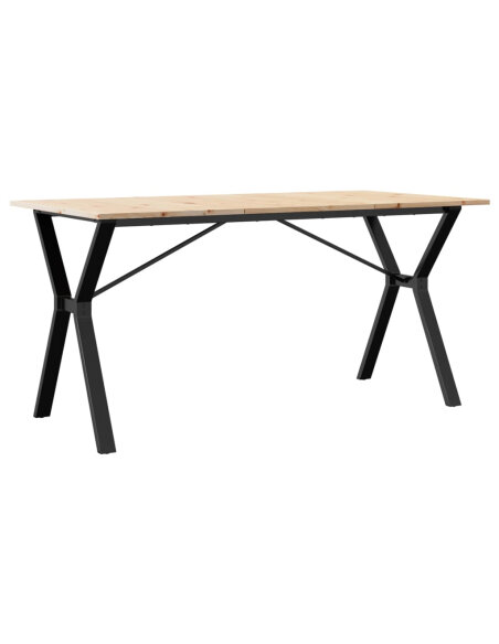 Table à manger Style Industriel cadre en Y en bois de pin massif & fonte 160 x 80 x 75 cm {attributes} Table à manger Style Industriel cadre en Y en bois de pin massif & fonte 160 x 80 x 75 cm {attributes}