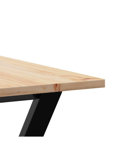 Table à manger Style Industriel cadre en Y en bois de pin massif & fonte 160 x 80 x 75 cm {attributes} Table à manger Style Industriel cadre en Y en bois de pin massif & fonte 160 x 80 x 75 cm {attributes}