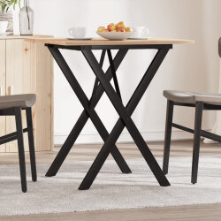 Table à manger Style Industriel cadre en X en bois de pin massif & fonte 70 x 70 x 75 cm {attributes} 2