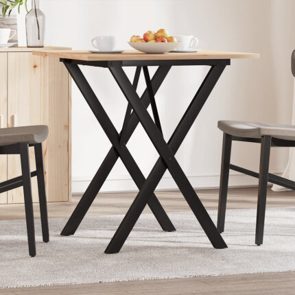 Table à manger Style Industriel cadre en X en bois de pin massif & fonte 70 x 70 x 75 cm {attributes}