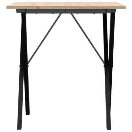 Table à manger Style Industriel cadre en X en bois de pin massif & fonte 70 x 70 x 75 cm {attributes}