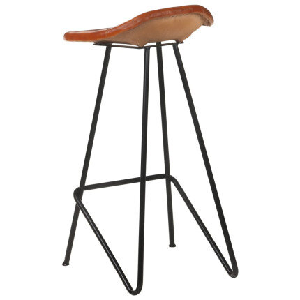 Tabourets de bar industriel en lot de 2 en cuir véritable Brun  {attributes}