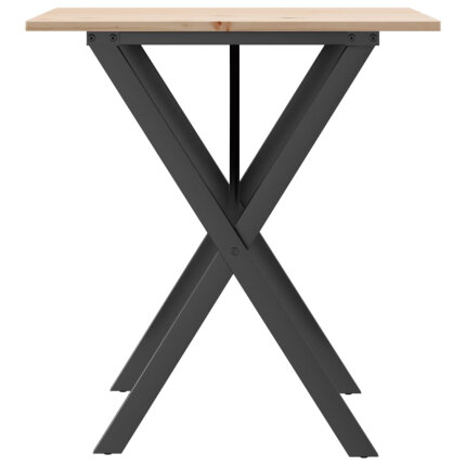 Table à manger Style Industriel cadre en X en bois de pin massif & fonte 70 x 70 x 75 cm {attributes}
