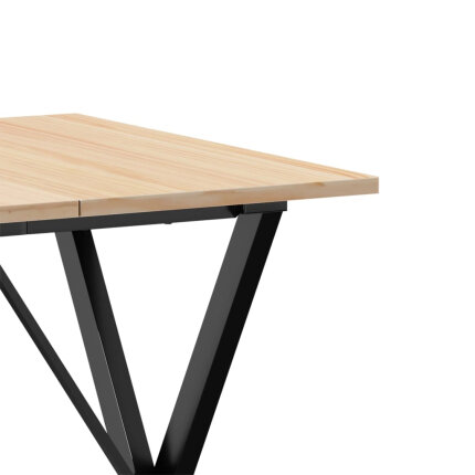 Table à manger Style Industriel cadre en X en bois de pin massif & fonte 70 x 70 x 75 cm {attributes}