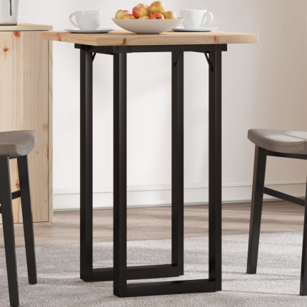 Table à manger Style Industriel cadre en O en bois de pin massif & fonte 50 x 50 x 75.5 cm {attributes}