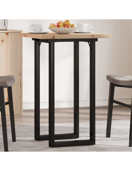 Table à manger Style Industriel cadre en O en bois de pin massif & fonte 50 x 50 x 75.5 cm {attributes}
