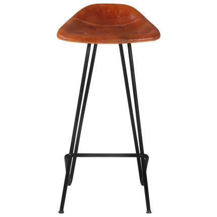 Tabourets de bar industriel en lot de 2 en cuir véritable Brun  {attributes}