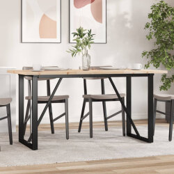 Table à manger Style Industriel cadre en O en bois de pin massif & fonte 140 x 80 x 75.5 cm {attributes} 2