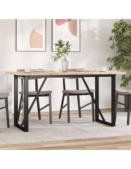 Table à manger Style Industriel cadre en O en bois de pin massif & fonte 140 x 80 x 75.5 cm {attributes} Table à manger Style Industriel cadre en O en bois de pin massif & fonte 140 x 80 x 75.5 cm {attributes}