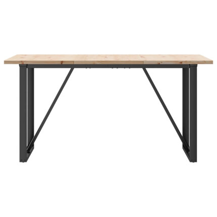 Table à manger Style Industriel cadre en O en bois de pin massif & fonte 140 x 80 x 75.5 cm {attributes}