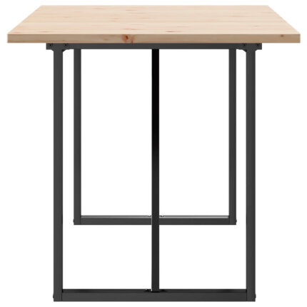 Table à manger Style Industriel cadre en O en bois de pin massif & fonte 140 x 80 x 75.5 cm {attributes}