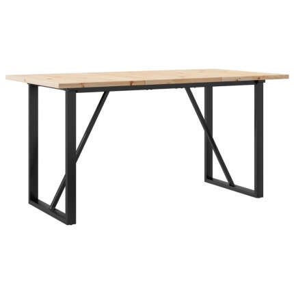 Table à manger Style Industriel cadre en O en bois de pin massif & fonte 140 x 80 x 75.5 cm {attributes}
