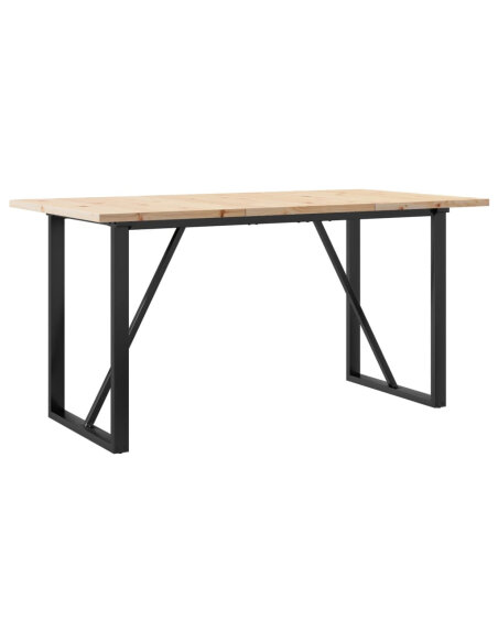 Table à manger Style Industriel cadre en O en bois de pin massif & fonte 140 x 80 x 75.5 cm {attributes} Table à manger Style Industriel cadre en O en bois de pin massif & fonte 140 x 80 x 75.5 cm {attributes}