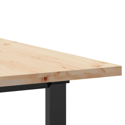 Table à manger Style Industriel cadre en O en bois de pin massif & fonte 140 x 80 x 75.5 cm {attributes}