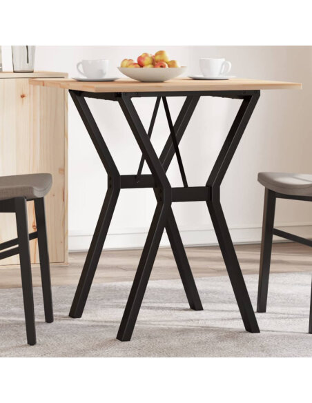 Table à manger Style Industriel cadre en Y en bois de pin massif & fonte 60 x 60 x 75 cm {attributes} Table à manger Style Industriel cadre en Y en bois de pin massif & fonte 60 x 60 x 75 cm {attributes}