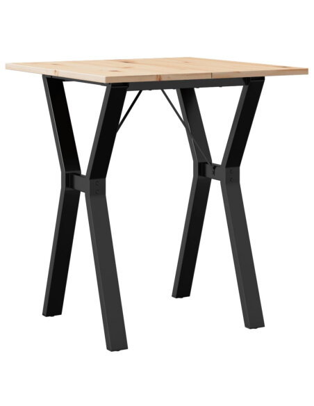 Table à manger Style Industriel cadre en Y en bois de pin massif & fonte 60 x 60 x 75 cm {attributes} Table à manger Style Industriel cadre en Y en bois de pin massif & fonte 60 x 60 x 75 cm {attributes}