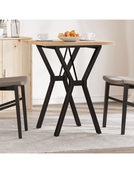 Table à manger Style Industriel cadre en Y en bois de pin massif & fonte 60 x 60 x 75.5 cm {attributes} Table à manger Style Industriel cadre en Y en bois de pin massif & fonte 60 x 60 x 75.5 cm {attributes}