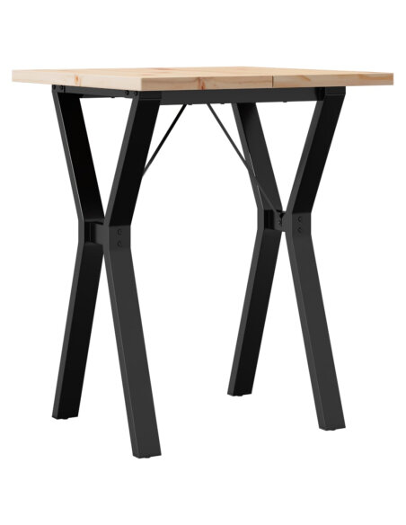 Table à manger Style Industriel cadre en Y en bois de pin massif & fonte 60 x 60 x 75.5 cm {attributes} Table à manger Style Industriel cadre en Y en bois de pin massif & fonte 60 x 60 x 75.5 cm {attributes}