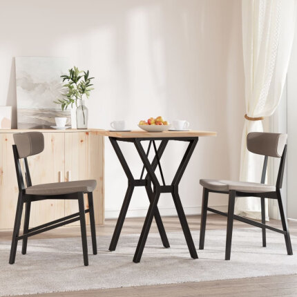 Table à manger Style Industriel cadre en Y en bois de pin massif & fonte 60 x 60 x 75.5 cm {attributes}