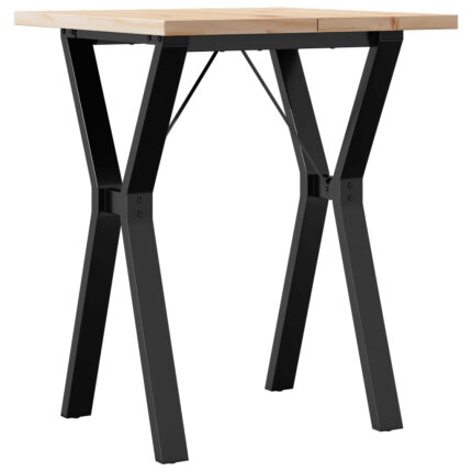 Table à manger Style Industriel cadre en Y en bois de pin massif & fonte 60 x 60 x 75.5 cm {attributes}