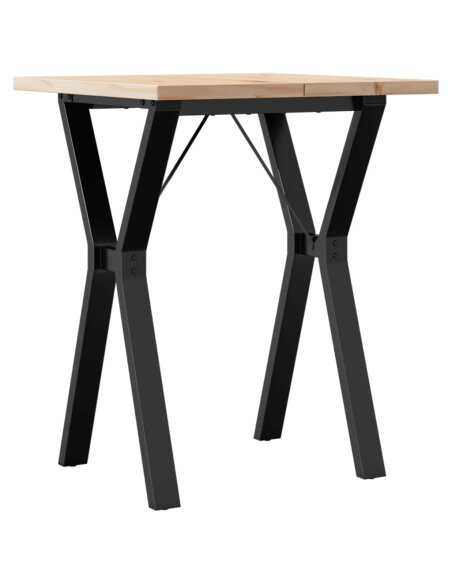 Table à manger Style Industriel cadre en Y en bois de pin massif & fonte 60 x 60 x 75.5 cm {attributes} Table à manger Style Industriel cadre en Y en bois de pin massif & fonte 60 x 60 x 75.5 cm {attributes}
