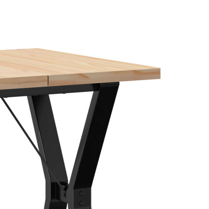 Table à manger Style Industriel cadre en Y en bois de pin massif & fonte 60 x 60 x 75.5 cm {attributes}