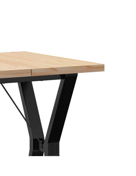 Table à manger Style Industriel cadre en Y en bois de pin massif & fonte 60 x 60 x 75.5 cm {attributes} Table à manger Style Industriel cadre en Y en bois de pin massif & fonte 60 x 60 x 75.5 cm {attributes}