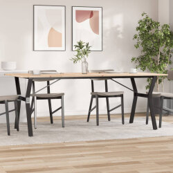 Table à manger Style Industriel cadre en Y en bois de pin massif & fonte 200 x 100 x 75 cm {attributes} 2