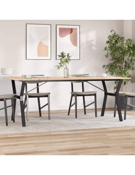 Table à manger Style Industriel cadre en Y en bois de pin massif & fonte 200 x 100 x 75 cm {attributes} Table à manger Style Industriel cadre en Y en bois de pin massif & fonte 200 x 100 x 75 cm {attributes}
