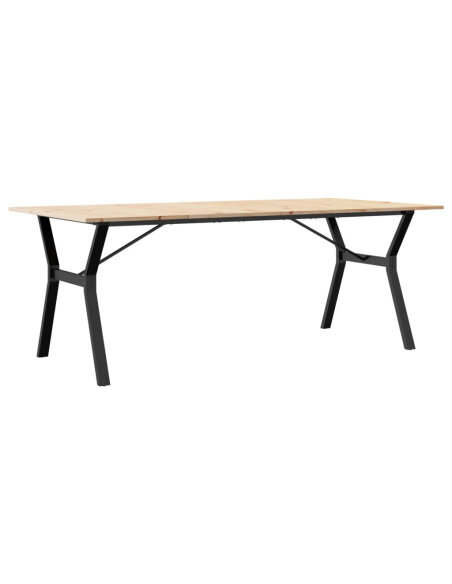 Table à manger Style Industriel cadre en Y en bois de pin massif & fonte 200 x 100 x 75 cm {attributes} Table à manger Style Industriel cadre en Y en bois de pin massif & fonte 200 x 100 x 75 cm {attributes}