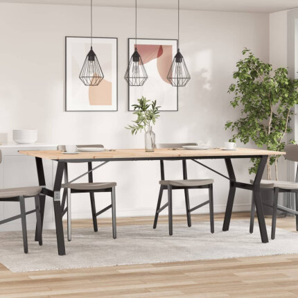 Table à manger Style Industriel cadre en Y en bois de pin massif & fonte 200 x 100 x 75 cm {attributes}