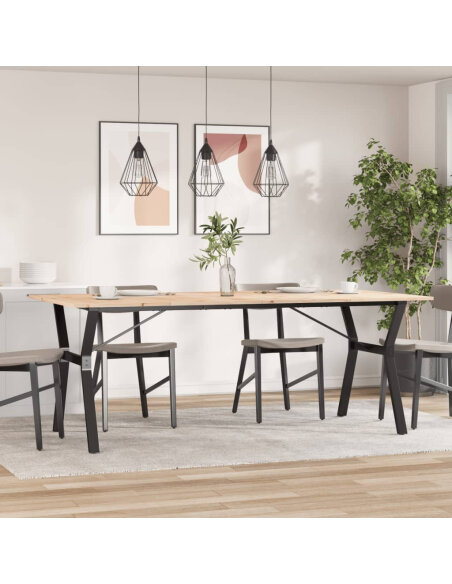 Table à manger Style Industriel cadre en Y en bois de pin massif & fonte 200 x 100 x 75 cm {attributes} Table à manger Style Industriel cadre en Y en bois de pin massif & fonte 200 x 100 x 75 cm {attributes}