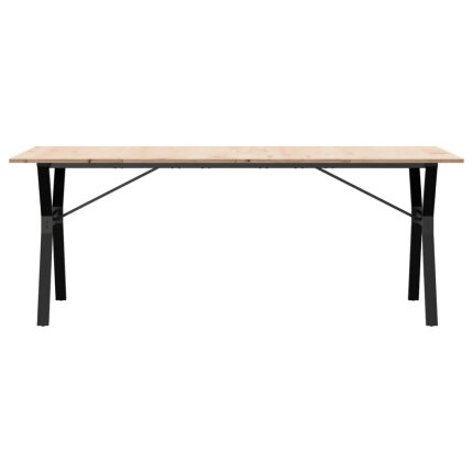 Table à manger Style Industriel cadre en Y en bois de pin massif & fonte 200 x 100 x 75 cm {attributes}