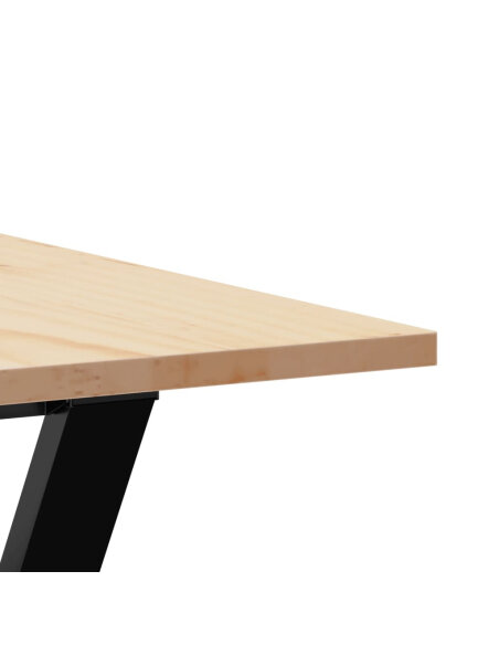 Table à manger Style Industriel cadre en Y en bois de pin massif & fonte 200 x 100 x 75 cm {attributes} Table à manger Style Industriel cadre en Y en bois de pin massif & fonte 200 x 100 x 75 cm {attributes}
