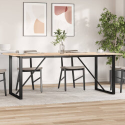 Table à manger Style Industriel cadre en O en bois de pin massif & fonte 200 x 100 x 75 cm {attributes} 2