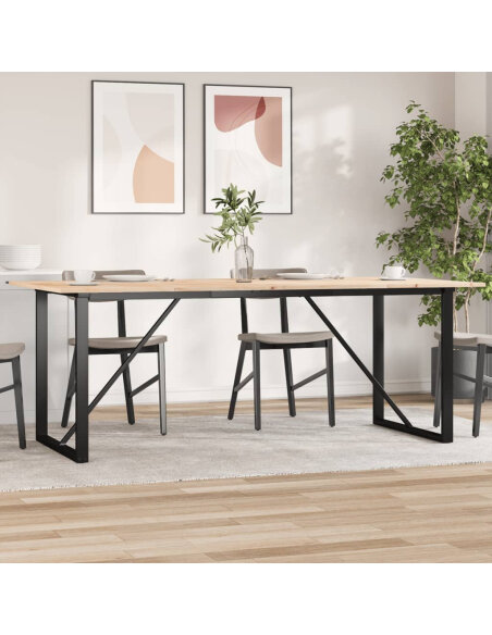 Table à manger Style Industriel cadre en O en bois de pin massif & fonte 200 x 100 x 75 cm {attributes} Table à manger Style Industriel cadre en O en bois de pin massif & fonte 200 x 100 x 75 cm {attributes}