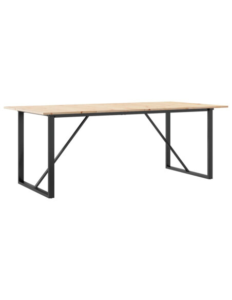 Table à manger Style Industriel cadre en O en bois de pin massif & fonte 200 x 100 x 75 cm {attributes} Table à manger Style Industriel cadre en O en bois de pin massif & fonte 200 x 100 x 75 cm {attributes}