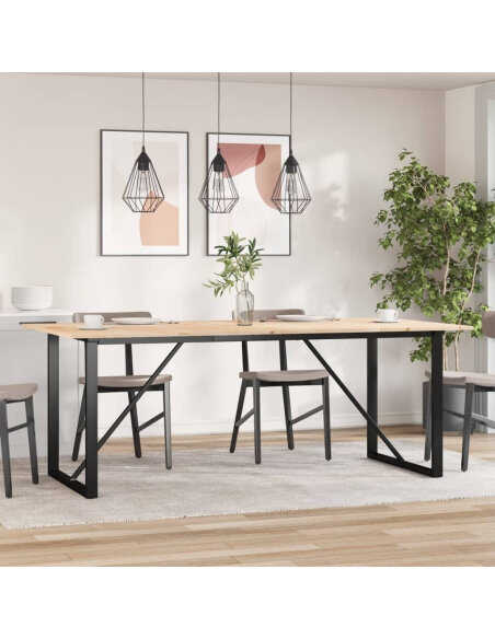 Table à manger Style Industriel cadre en O en bois de pin massif & fonte 200 x 100 x 75 cm {attributes} Table à manger Style Industriel cadre en O en bois de pin massif & fonte 200 x 100 x 75 cm {attributes}