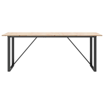 Table à manger Style Industriel cadre en O en bois de pin massif & fonte 200 x 100 x 75 cm {attributes}