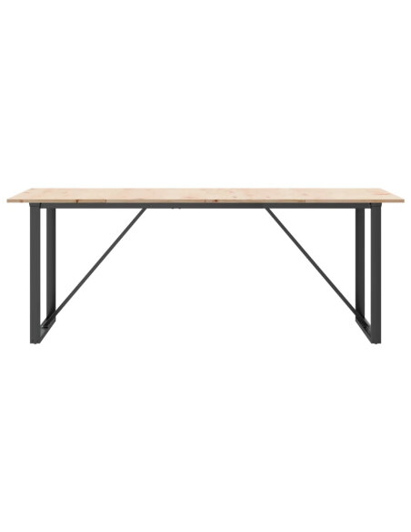 Table à manger Style Industriel cadre en O en bois de pin massif & fonte 200 x 100 x 75 cm {attributes} Table à manger Style Industriel cadre en O en bois de pin massif & fonte 200 x 100 x 75 cm {attributes}