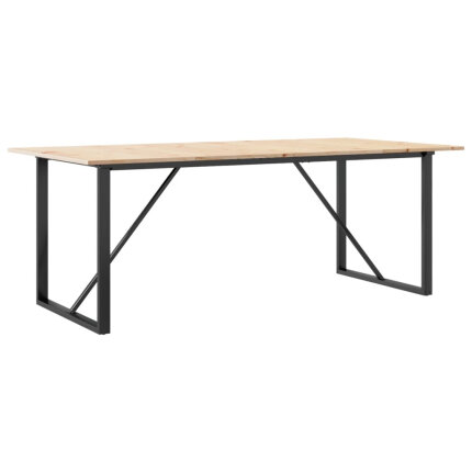 Table à manger Style Industriel cadre en O en bois de pin massif & fonte 200 x 100 x 75 cm {attributes}