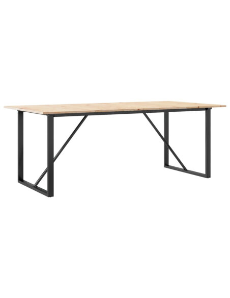 Table à manger Style Industriel cadre en O en bois de pin massif & fonte 200 x 100 x 75 cm {attributes} Table à manger Style Industriel cadre en O en bois de pin massif & fonte 200 x 100 x 75 cm {attributes}