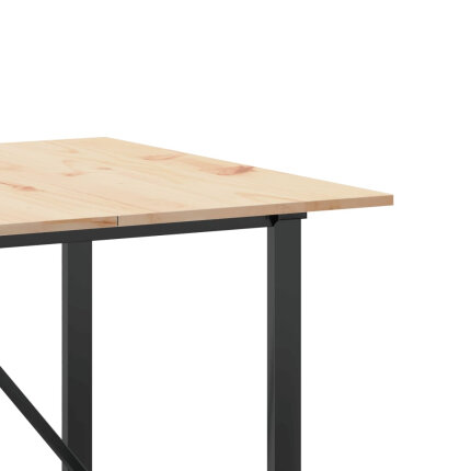 Table à manger Style Industriel cadre en O en bois de pin massif & fonte 200 x 100 x 75 cm {attributes}