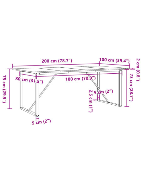 Table à manger Style Industriel cadre en O en bois de pin massif & fonte 200 x 100 x 75 cm {attributes} Table à manger Style Industriel cadre en O en bois de pin massif & fonte 200 x 100 x 75 cm {attributes}