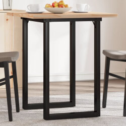 Table à manger Style Industriel cadre en O en bois de pin massif & fonte 70 x 70 x 75.5 cm {attributes} 2