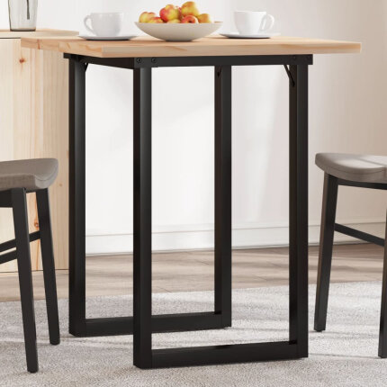 Table à manger Style Industriel cadre en O en bois de pin massif & fonte 70 x 70 x 75.5 cm {attributes}
