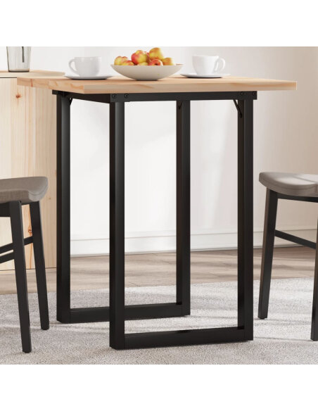 Table à manger Style Industriel cadre en O en bois de pin massif & fonte 70 x 70 x 75.5 cm {attributes} Table à manger Style Industriel cadre en O en bois de pin massif & fonte 70 x 70 x 75.5 cm {attributes}