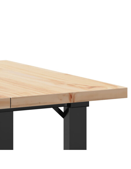 Table à manger Style Industriel cadre en O en bois de pin massif & fonte 70 x 70 x 75.5 cm {attributes} Table à manger Style Industriel cadre en O en bois de pin massif & fonte 70 x 70 x 75.5 cm {attributes}