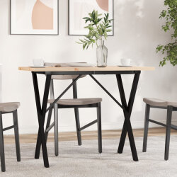 Table à manger Style Industriel cadre en X en bois de pin massif & fonte 100 x 50 x 75.5 cm {attributes} 2