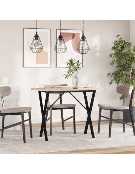 Table à manger Style Industriel cadre en X en bois de pin massif & fonte 100 x 50 x 75.5 cm {attributes}